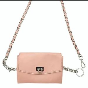 LINEA PELLE lp blue CROSSBODY BAG WITH WOVEN CHAIN BELT MAUVE - XL BNWT SO